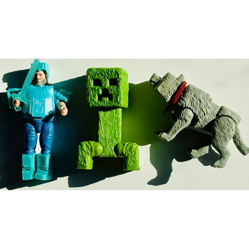 Minecraft Jack Black Steve Creeper Wolf Action Figure Set Mattel gamer